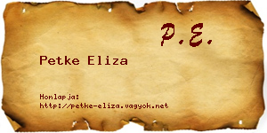 Petke Eliza névjegykártya